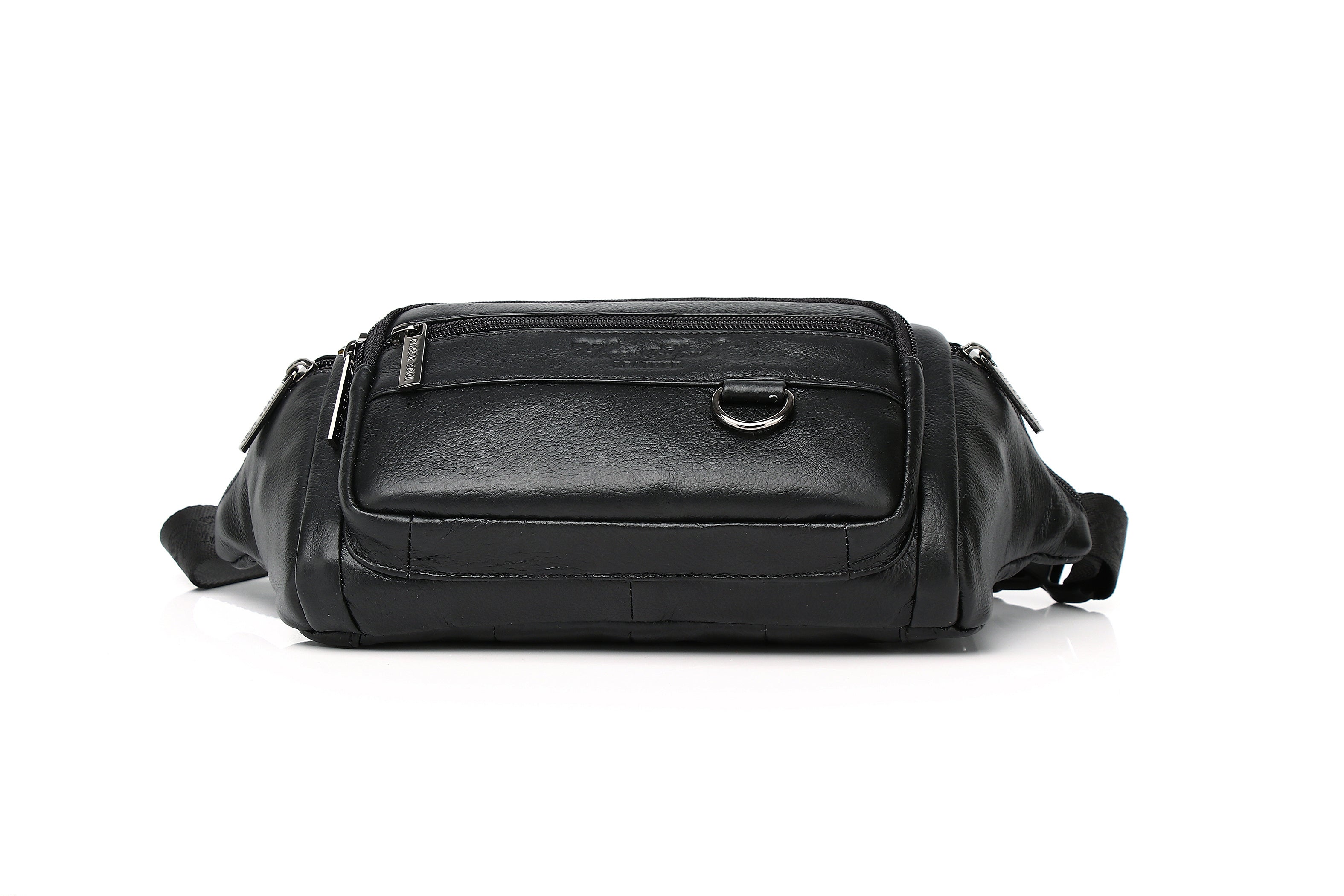 Genuine Leather Men's Waist Bag/Women's Multifunctional Hip Bag/Stylish Multi-Pocket Travel Sports Backpack for Hiking, Cycling, Fishing, And Running