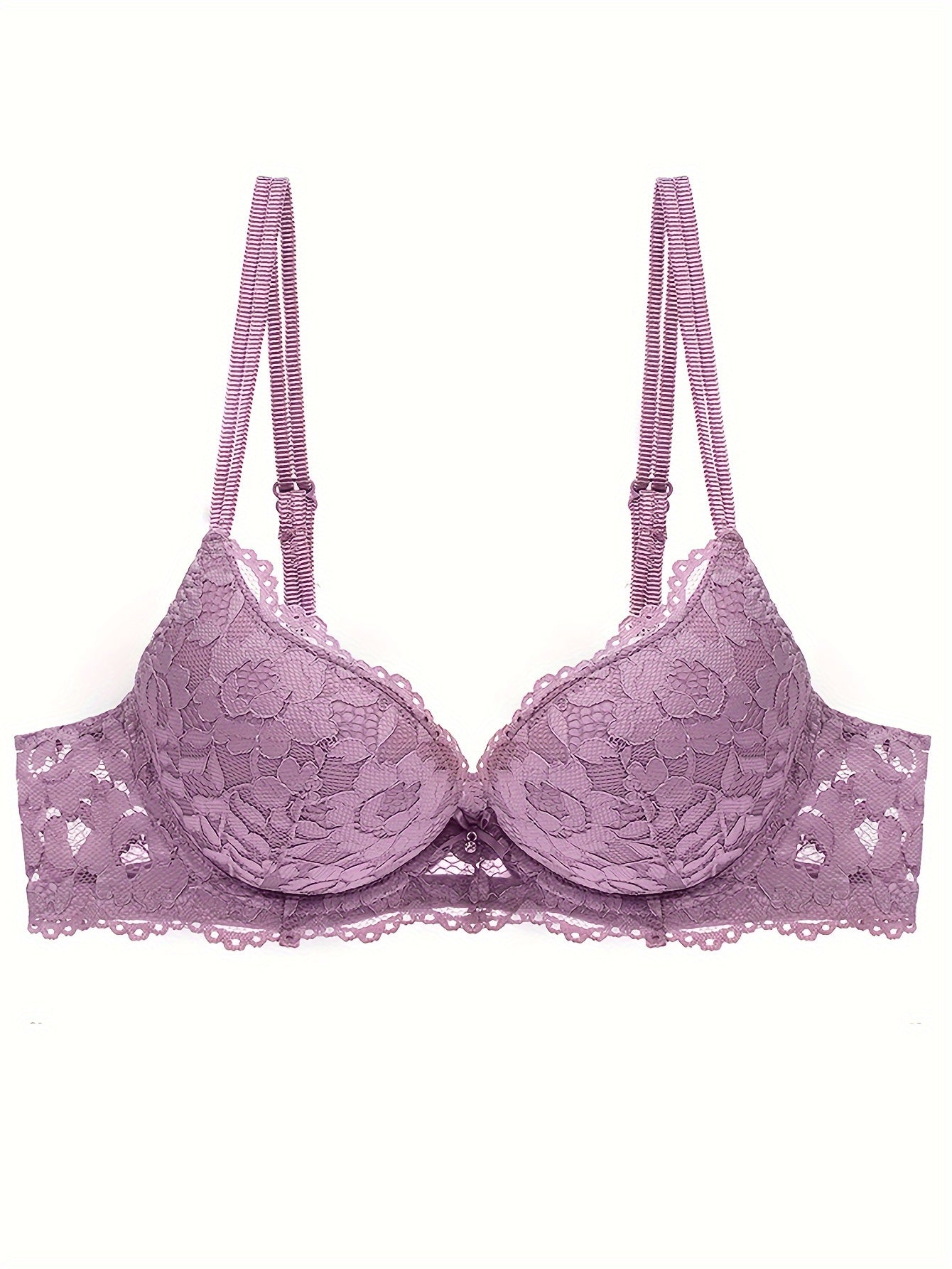 Lace Full Cup Bra | Medium Support, Underwire, Non-Removable Padding, Solid Color