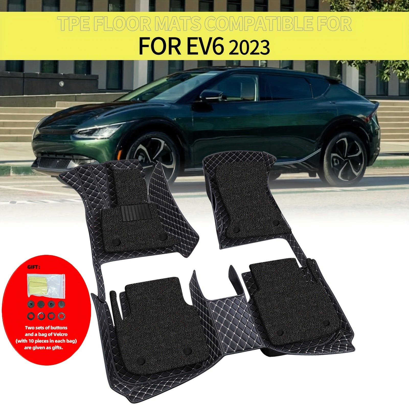 for Kia EV6 2023 PUPU LeatherPU Leathr Dual-Layer Left Hand Drive Car Floor Mats,