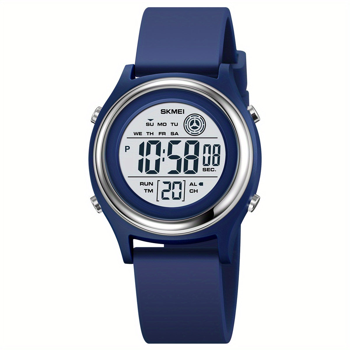 50M Water Resistant EL Light Electronic Sports Watch - Multifunction Digital Wristwatch with Alarm, Silicone Band, Round Synthetic Resin Case for Women, Men, Boys, and Girls