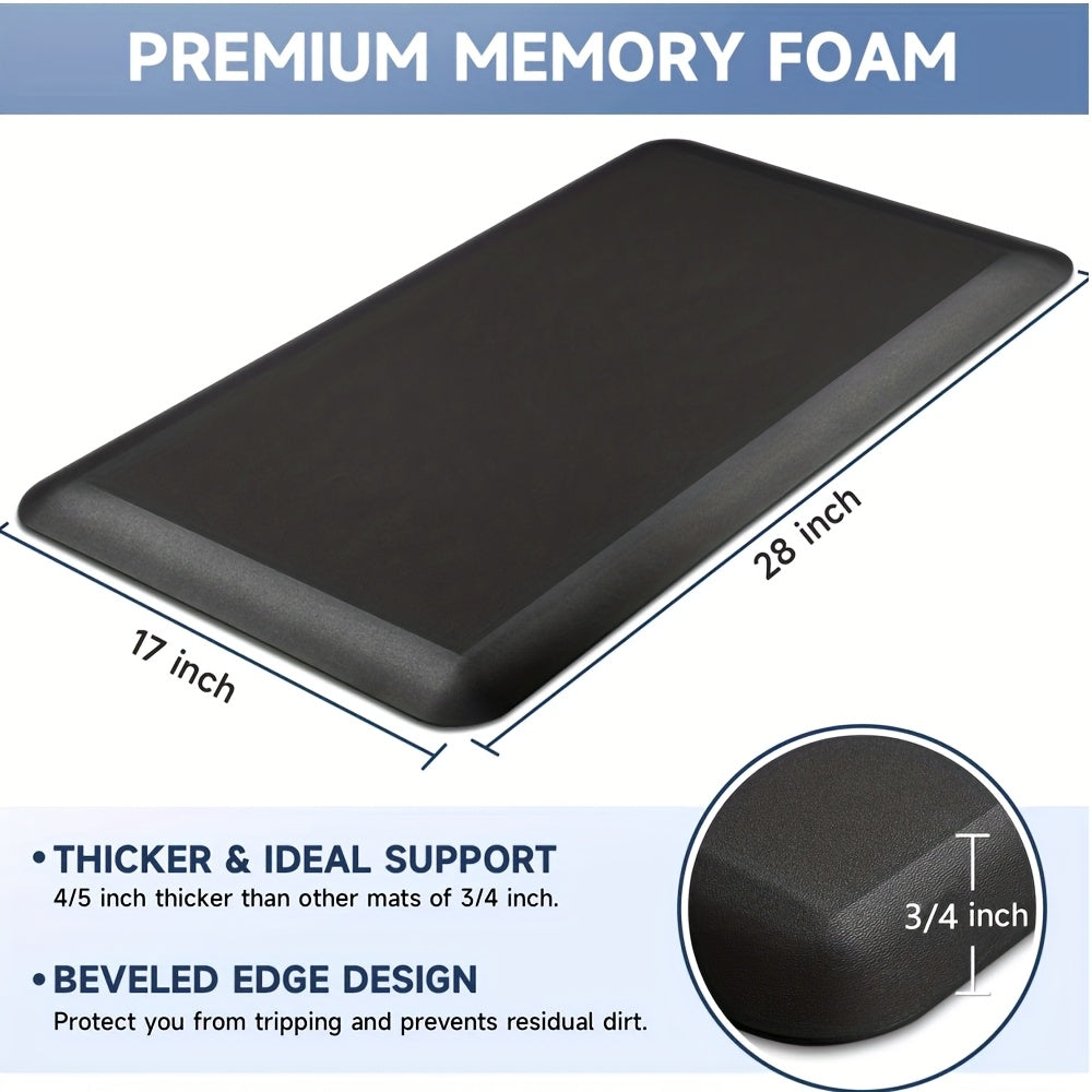 Thick Ergonomic Anti Fatigue Mats for Kitchen Floor, Cushioned Standing Office Desk Mat, High Quality Scratch Resistant Topside, Supportive All Day Comfort Padded Foam Rugs, 17x24