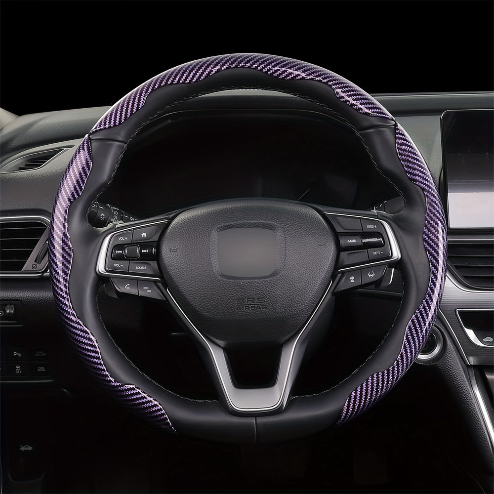 3Pcs Universal Carbon Fiber Style Steering Wheel Covers, High-Grip ABS Resin, Snap-On Design, No Inner Circle - Sleek Automotive Steering Wheel Protection