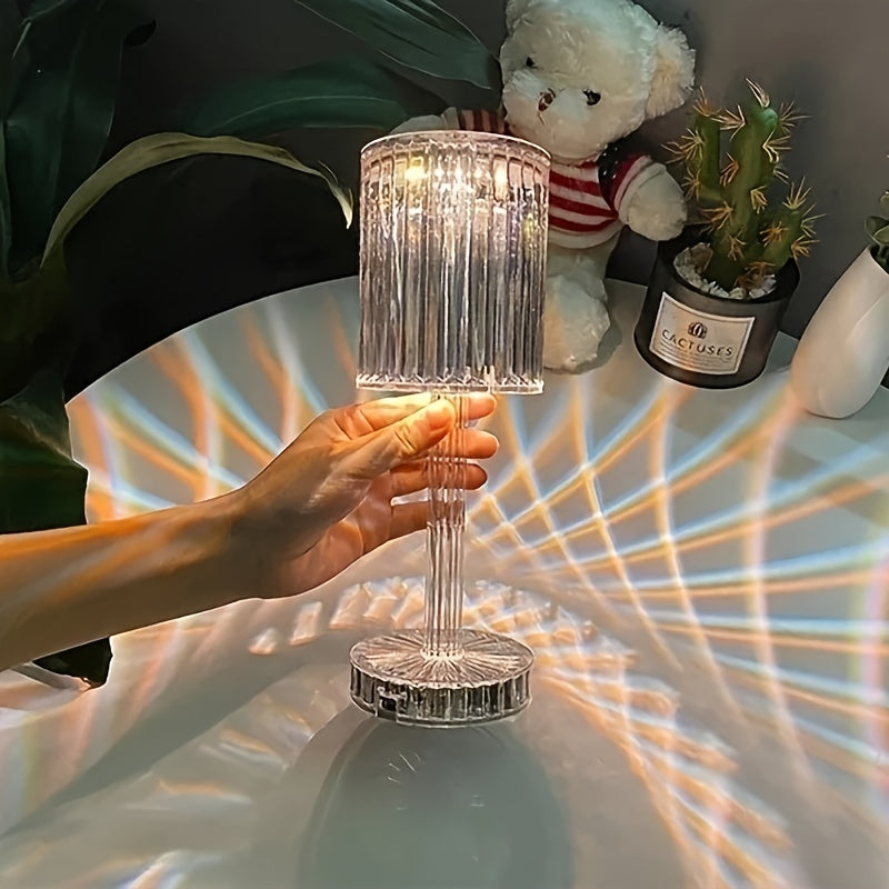 [Touch Control] Elegant Crystal Touch Control Bedside Lamp | Adjustable LED Light | Crystal | Dimmable, USB Charging, Rechargeable Battery | Indoor Decor | Modern | Adjustable Light