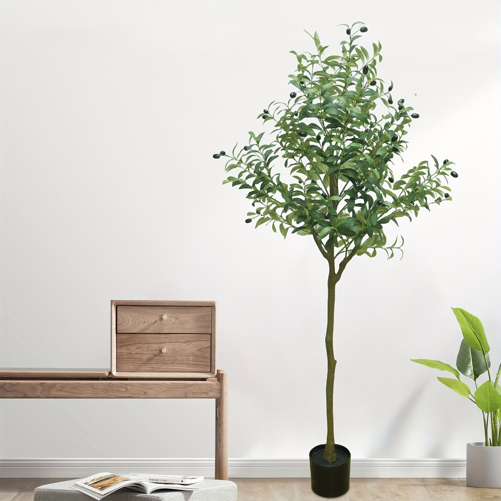 59in Artificial Olive Tree Faux Silk Plant Artificial Plants For Modern Living Room Floor Home Office Garden Store Decor Indoor Fake Potted Tree With Plastic Wood Trunk And Lifelike Fruits Perfect Housewarming Gift
