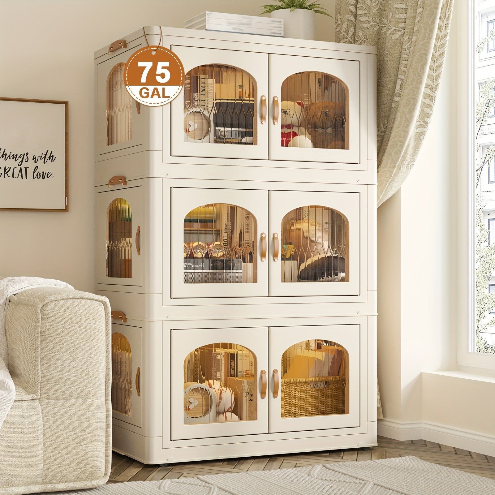 75GALPlastic Storage Bins with Lids and Magnetic Doors | Food Storage Containers