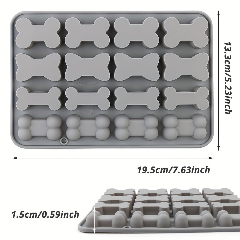 Silicone Bone Mold Set: 16 Cavity, 4 Bone Shapes, Reusable, Non-Stick, Suitable for Chocolate, Cake, Candy, Jelly, Ice, Pet Treat Toys - Christmas, Halloween, Easter, Hanukkah, Thanksgiving