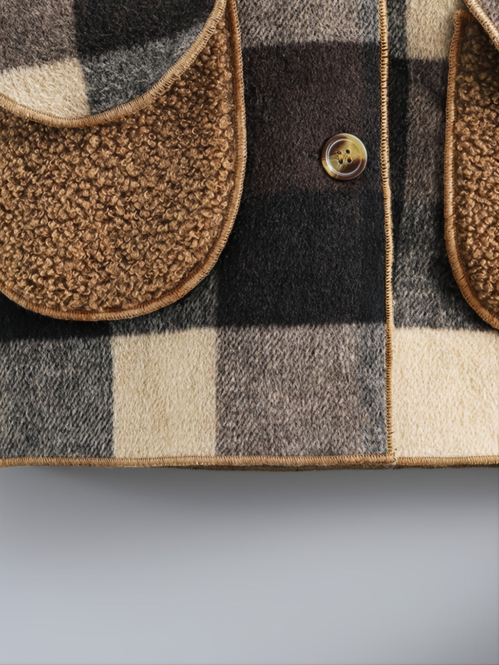 Boys' Long Sleeve Plaid Fleece-Lined Jacket with Button Front & Pockets