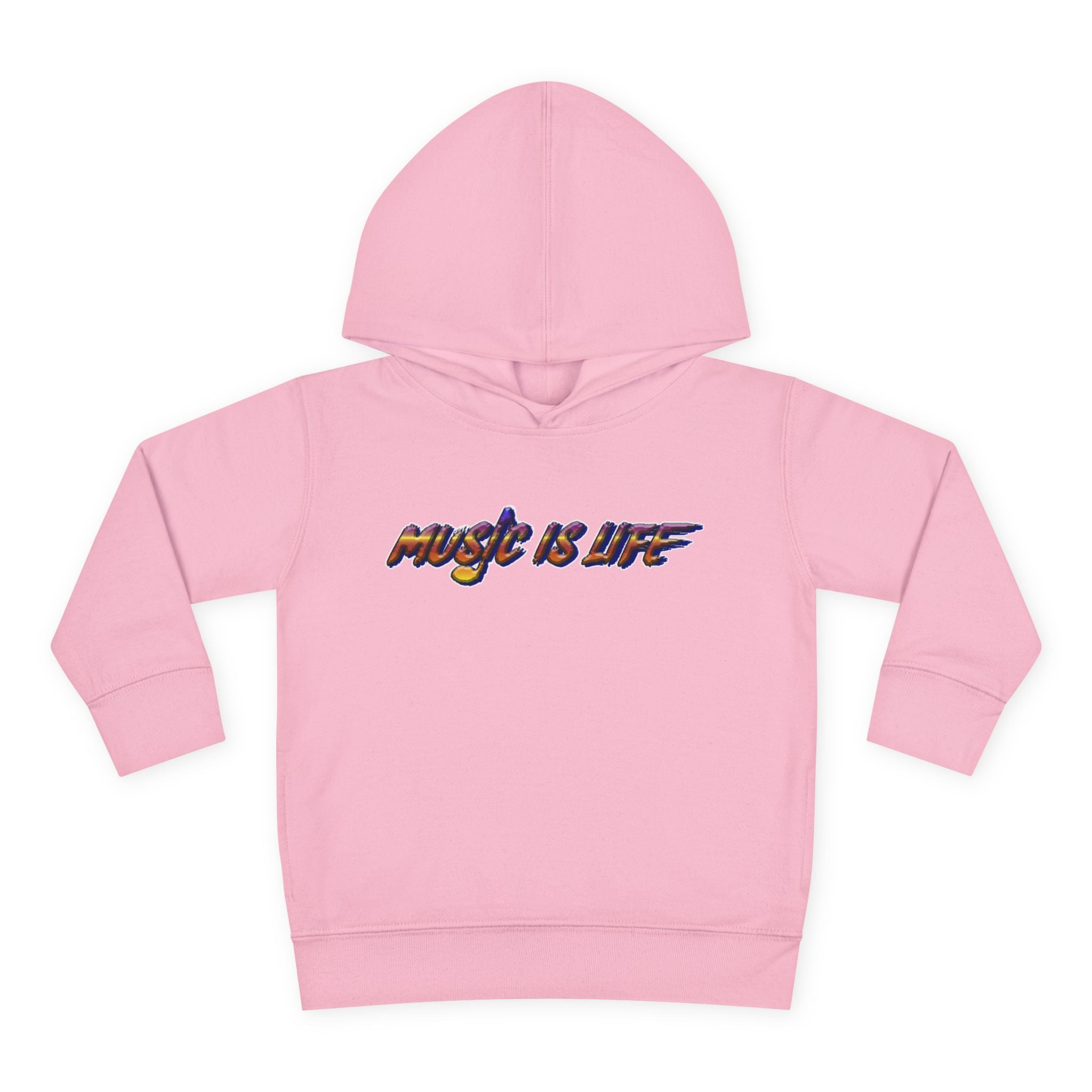 Toddler Hoodie "Music Is Life" — Colorful Brushstroke Kids Pullover