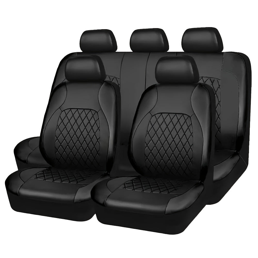 Universal Faux Leather Car Seat Covers Full Set Car Seat Covers Full Set Front Seats and Rear Bench, Universal Fit 5 Seat Covers for SUV, Automotive Truck, Scratch Proof