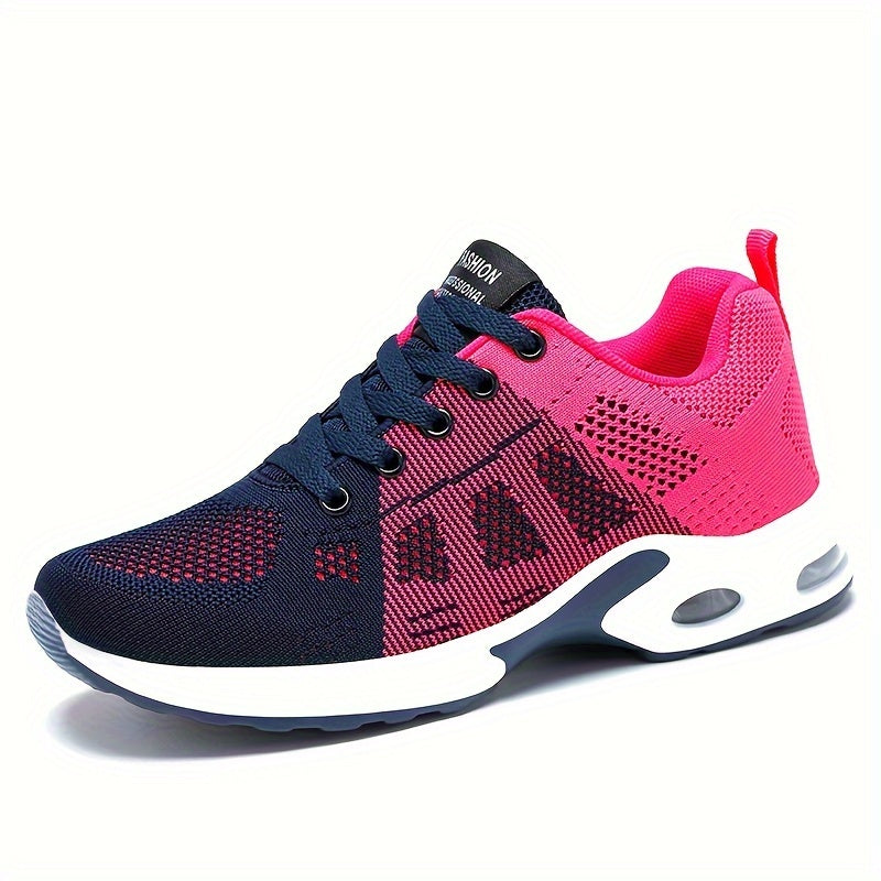 Lightweight Mesh Lace Up Women's Fashion Sneakers, Air Cushion Running Sports Shoes