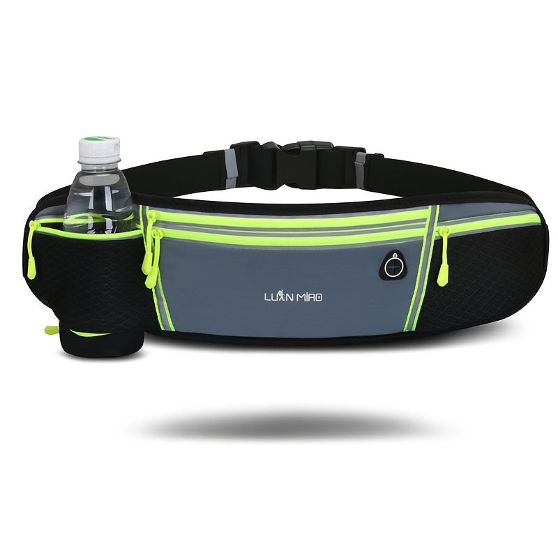 Luan Miao Sports Waist Pack - Black & White, Waterproof Polyester, Adjustable Strap