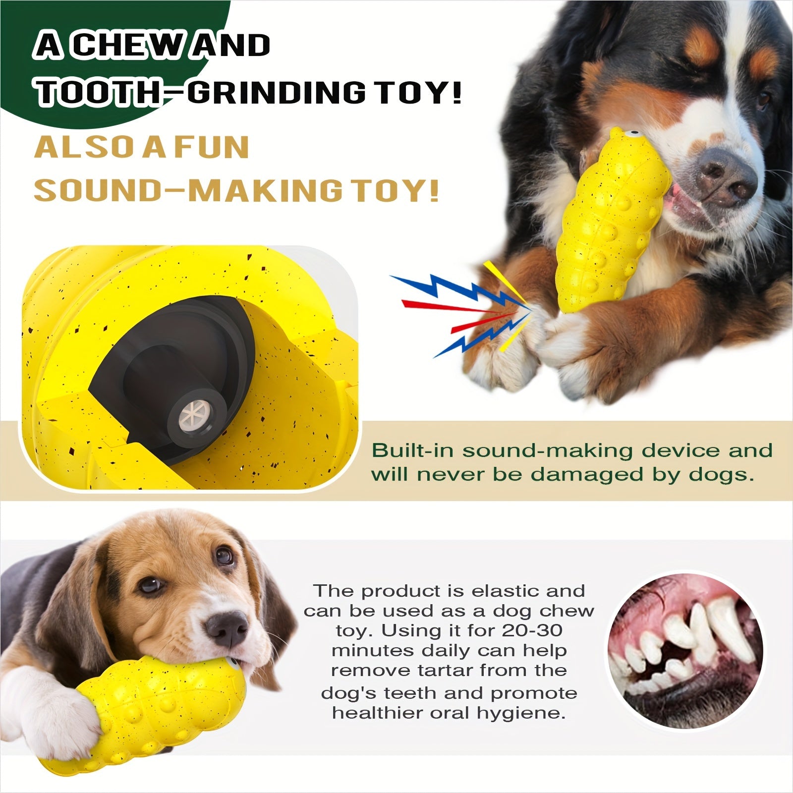 Dog Chew Toys for Aggressive Chewers Tough Enduring Squeaky Interactive Puppy Fun Teeth Toothbrush Doggie Toy for Small Medium Large Dogs Breed Birthday Gift