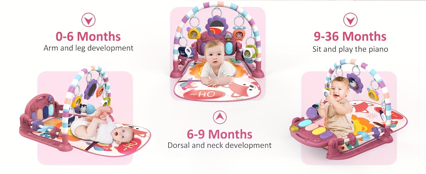 Play Game Mat, Funny Play Piano Tummy Time Activity Mat With 5 Toys & 4 Wrist Baby Rattle Socks, Boy & Girl Gifts