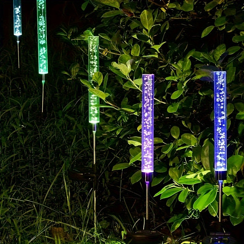 Colorful Solar Reed Bubble Stick Lamp - Lighted Holiday Displays for Courtyard, Park, Lawn, and Garden - RGB Acrylic Insert Landscape Lamp with Vibrant Colors