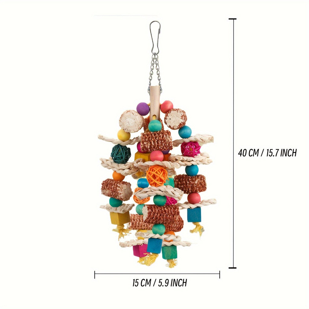 Natural Corn Cob Chew Toys for Parrots - Ideal for Small to Medium Macaws, African Greys, Cockatoos & More - Durable Synthetic Fiber Bird Playtime Accessories