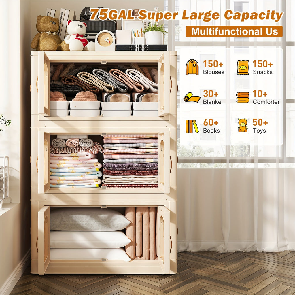 75GALPlastic Storage Bins with Lids and Magnetic Doors | Food Storage Containers