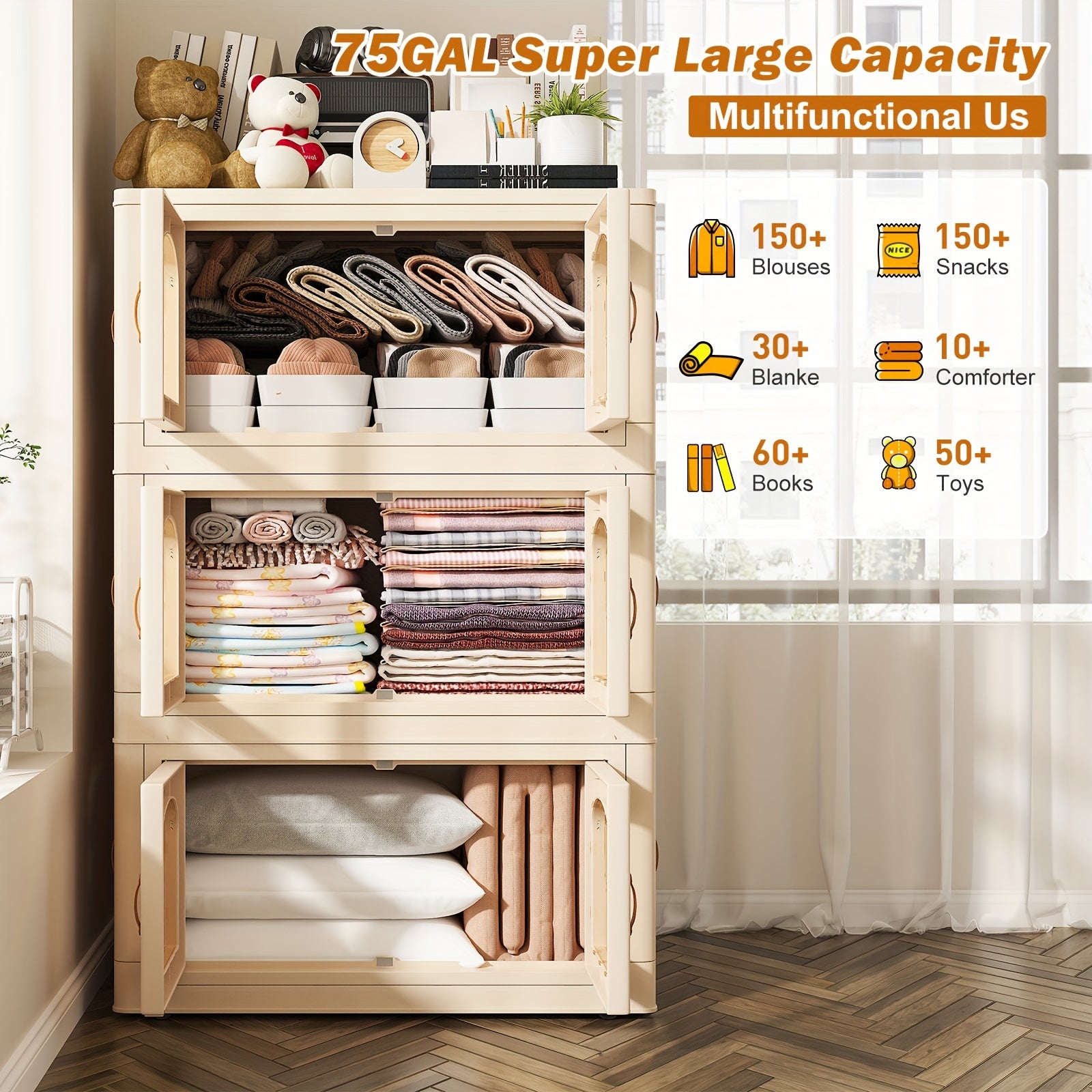 75GALPlastic Storage Bins with Lids and Magnetic Doors | Food Storage Containers