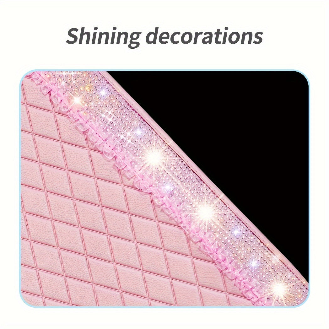 PU Leather Car Mats, Beautiful Fabric Pattern Decoration, Shining Diamond Floor Mats