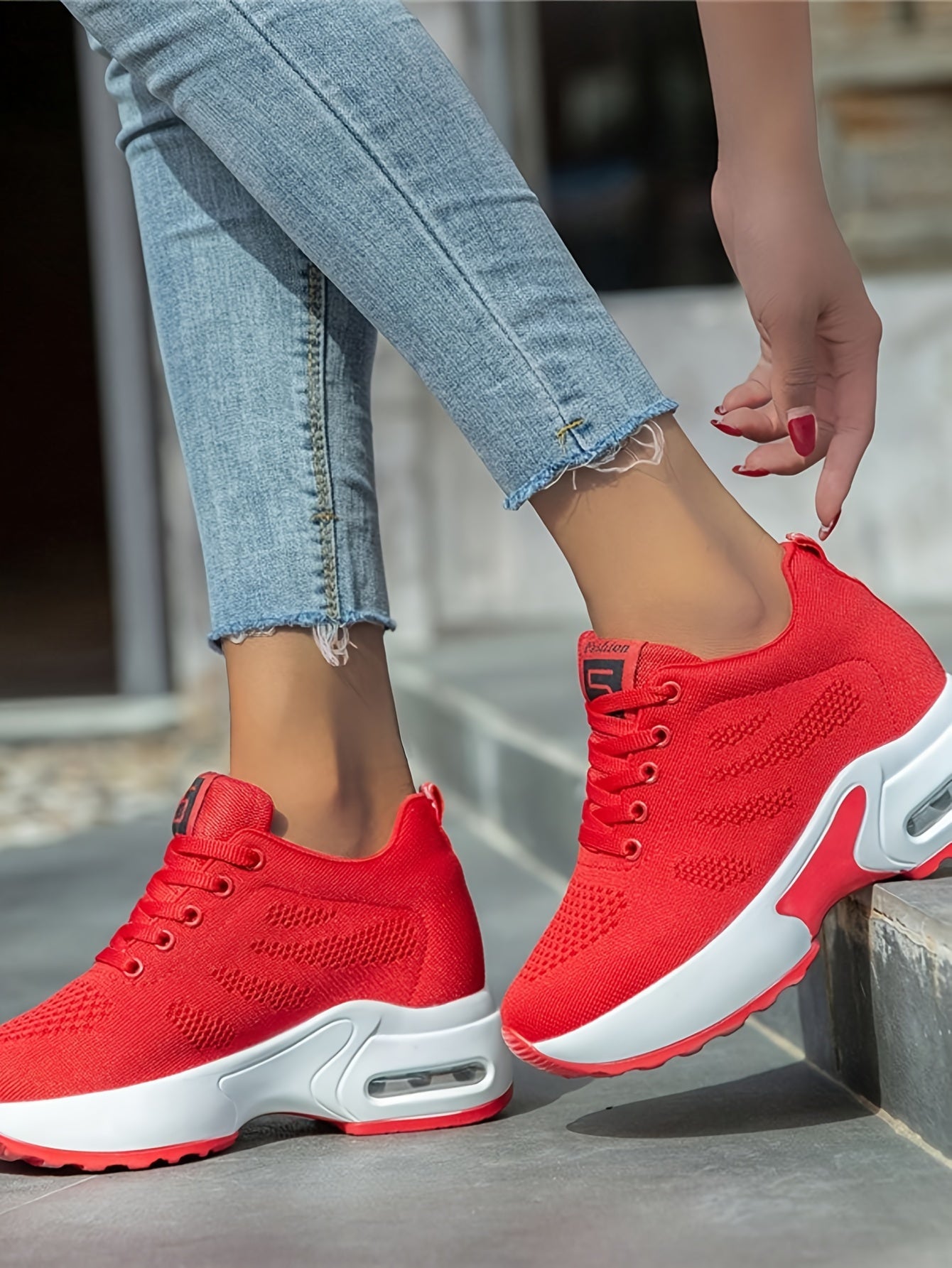 SOSENFER Women's Low-Top Sneakers with Lift - Summer Breathable Height-Enhancing, Round Toe Casual Athletic Wear, Sole & Fabric Upper (/Solid Colors Available) - for Dresses, Skirts, Short Pants