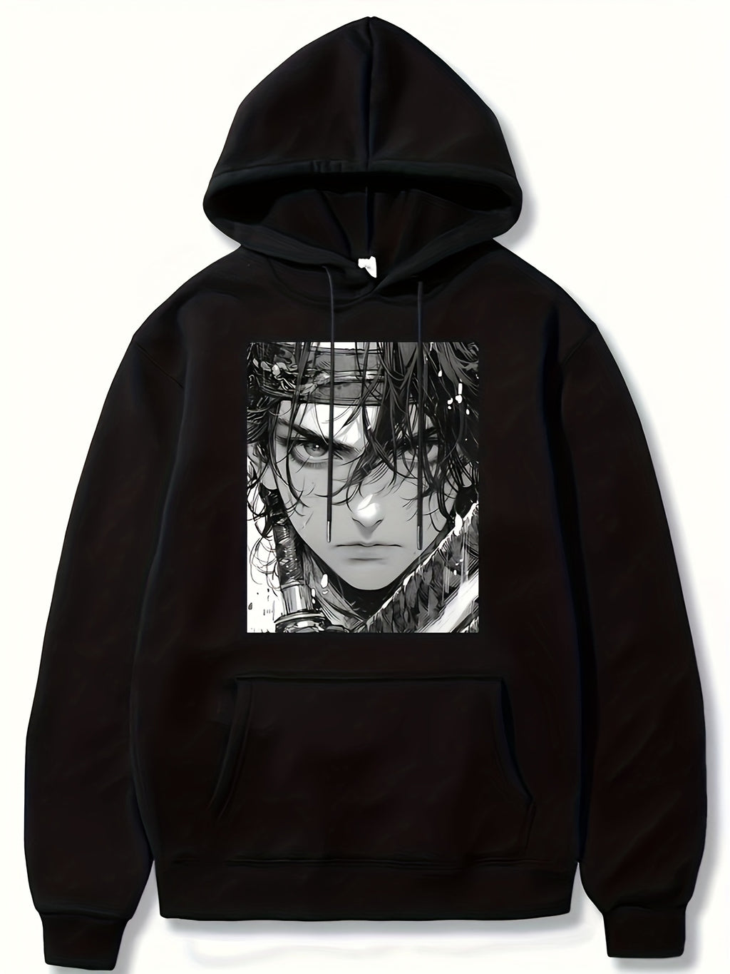 Mens Geometric Pattern Hooded Sweatshirt - Stretchy Pullover with Kangaroo Pocket, Applique Details, and Machine Washable Polyester Fabric - Casual Sports Style for Everyday Wear