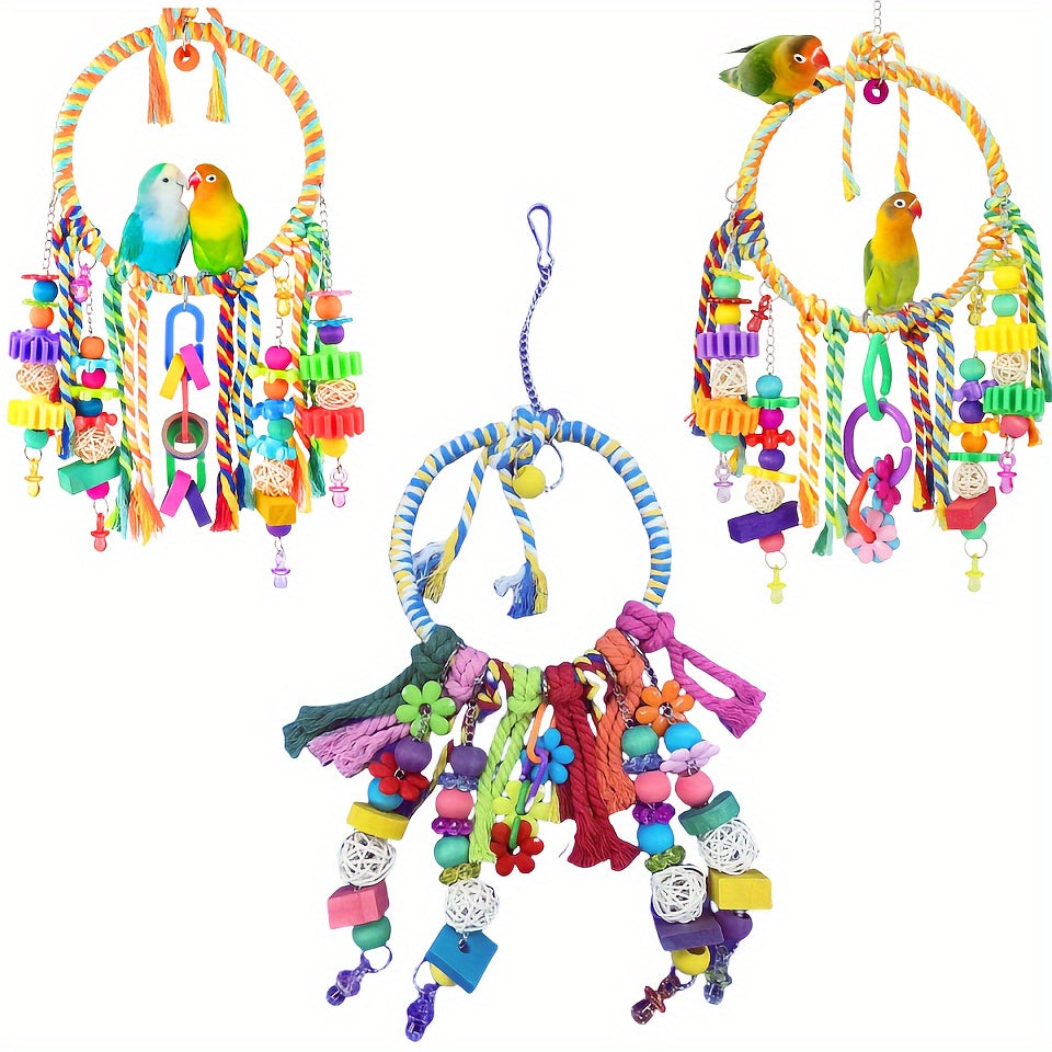 Bird Toys Bird Swing Toy Bird Perches Colorful Chewing Toys for Parakeets Meyers Cockatiel Conure Caique And Other Medium Sized Birds