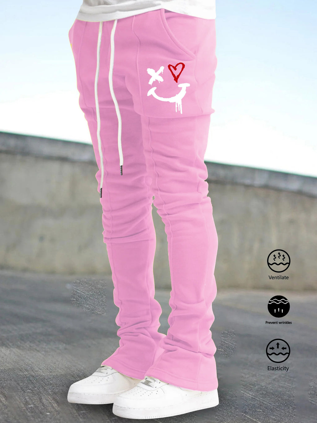 The Hottest Anti-Wrinkle Micro-Elastic Comfortable And Breathable Men'S Casual Trousers Front Mid-Flare Men'S Trousers Jogging Sports Trousers Trendy Trousers Rock Hip-Hop Trousers