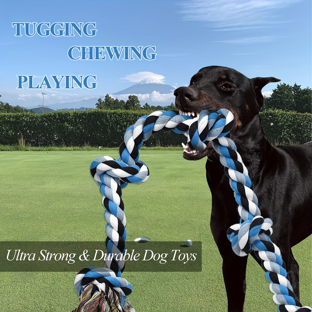 Durable Polyester Dog Rope Toys, Tough Chewable Tug Rope, for Aggressive Chewing, Teeth Cleaning, Tether Ball for Large Breeds, Heavy-Duty Play and Exercise