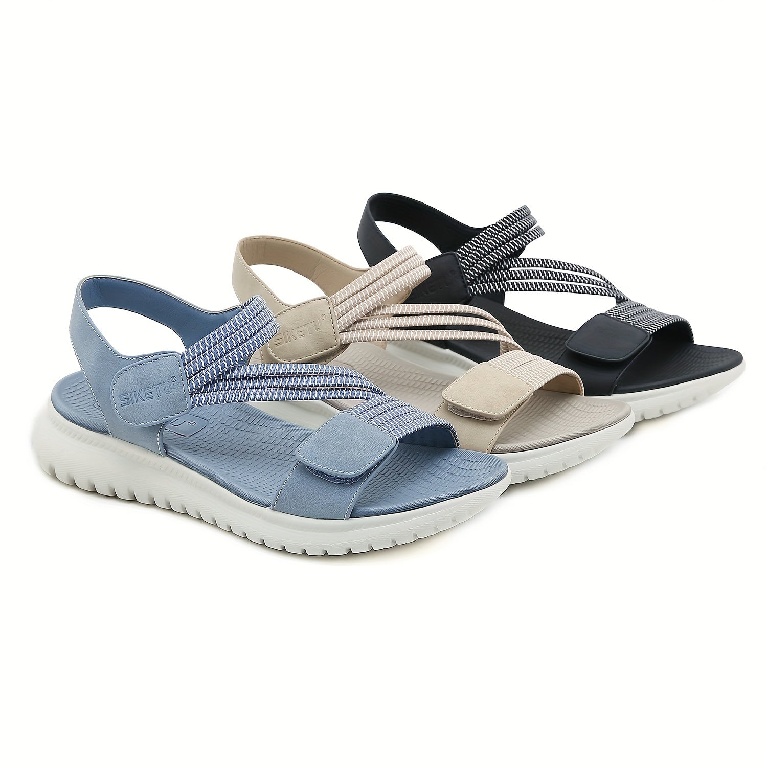 Breezy Chic Women's Flat Sports Sandals: Casual Perfect Open-Toe, Secure Ankle Strap, Versatile Solid Color
