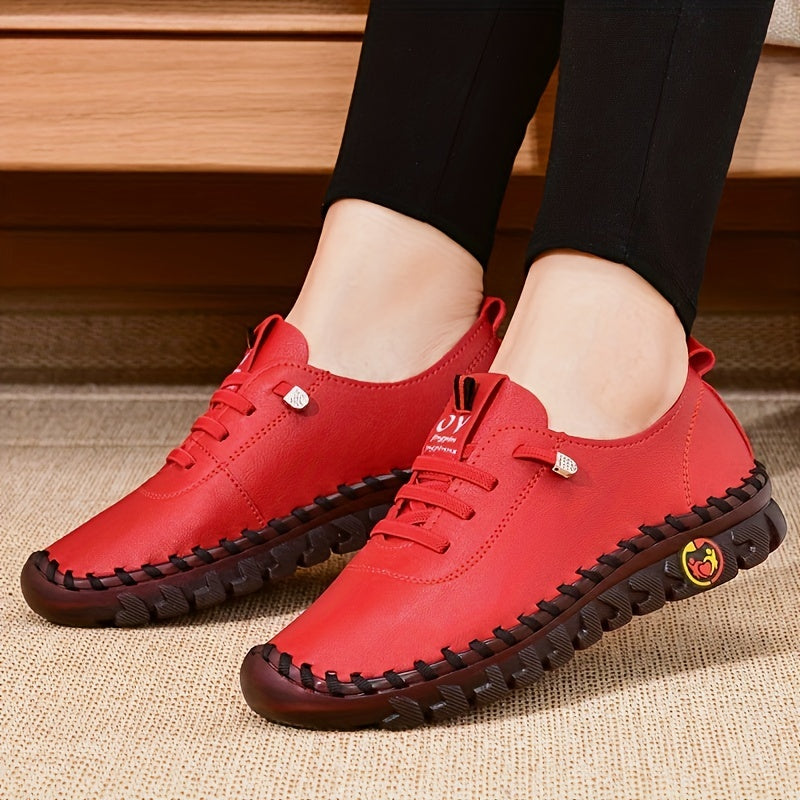 Women's / Round-Toe Flat Shoes with Spoils Accent - Casual Comfortable All-Season Sneakers, PVC Sole & Soft, Breathable for Square Dance, Casual Attire -  Upper (North America/Europe Style)