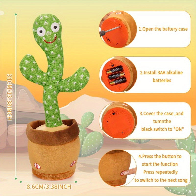 1pc Glowing Dancing Repeat What You Say Funny Tricky Dancing Toys Cactus Color Box Packaging Home Decoration Ornament for Halloween/Christmas/New Year/Birthday Gift (without Battery)