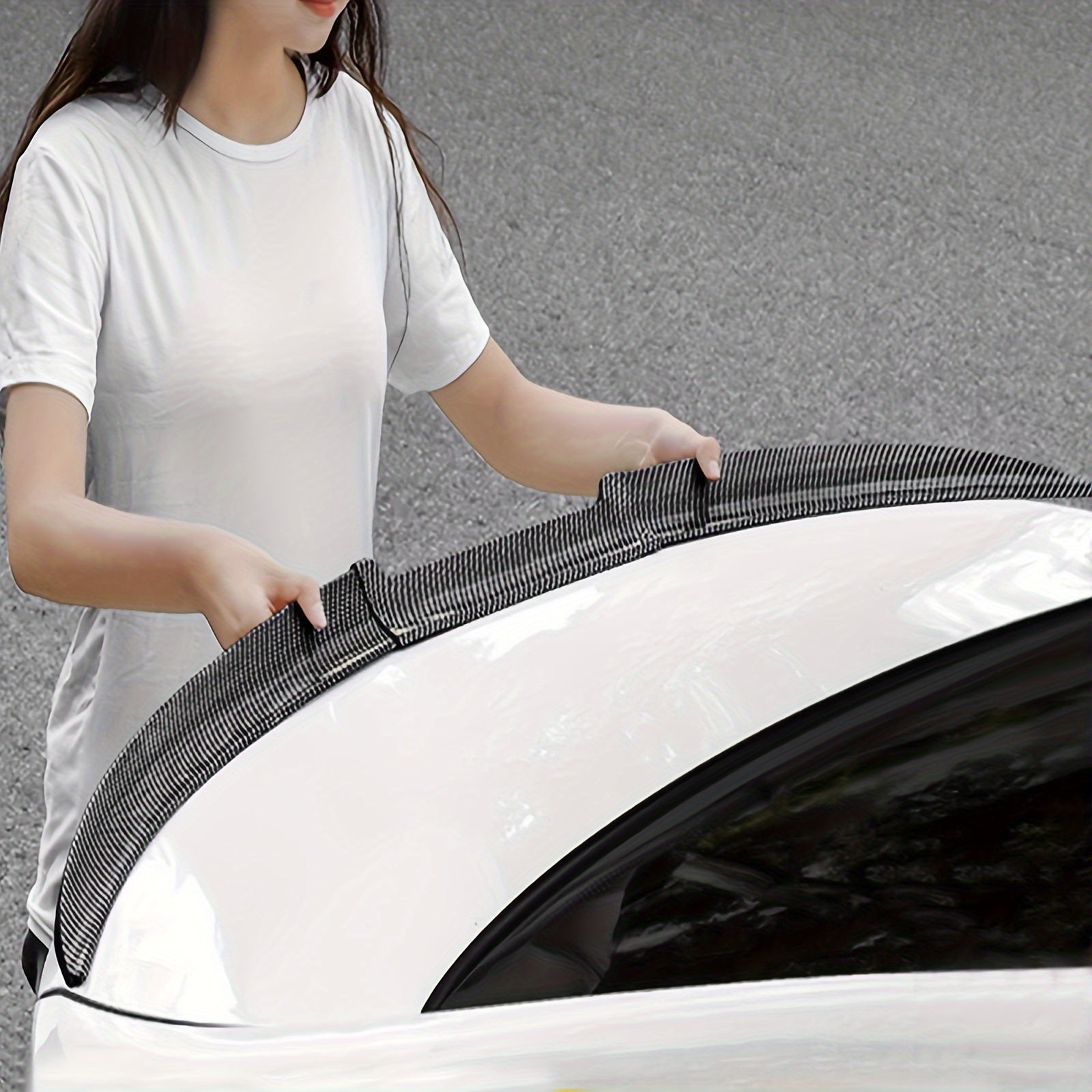 Automotive Tail, Automotive Modification Of External Parts Spoiler, Non-porous Self-adhesive Tail, Carbon Fiber Pattern Wind Wing Automotive External Parts Decoration Supplies