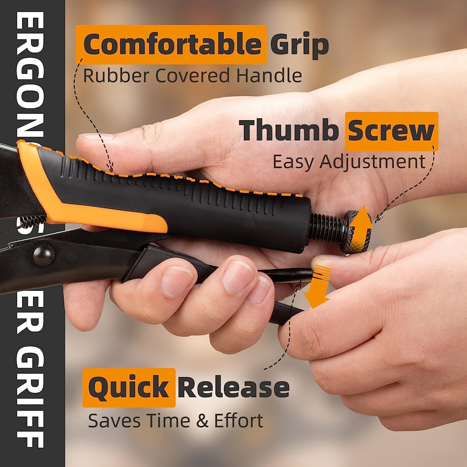 SHINYORK Black Electrophoresis Metal Face Clamp, 3pcs 6" Heavy Duty Locking C-Clamps