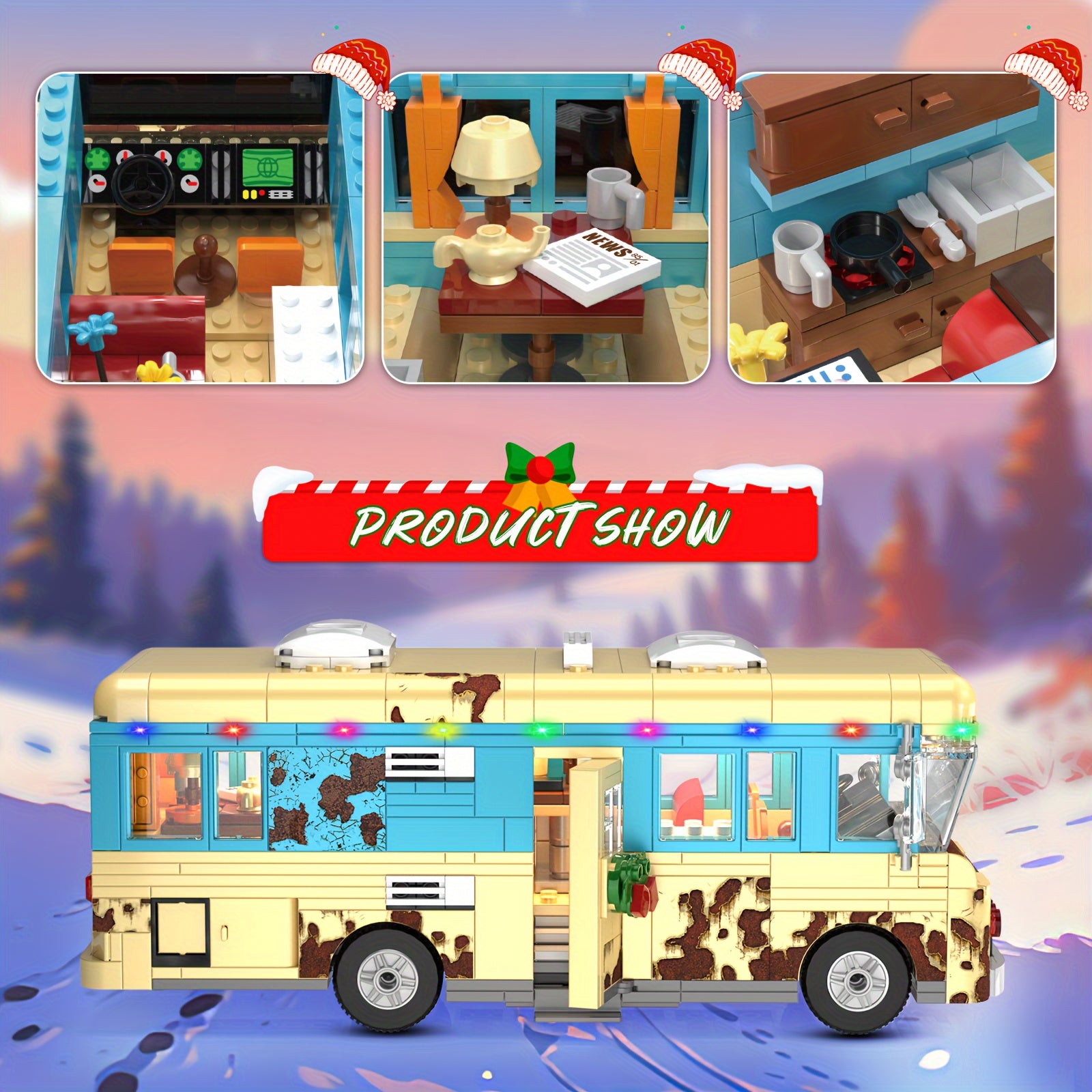 532pcs Cousin Eddie's RV Block Model Building Set - Bright Colors, Desktop Decoration - Educational Block Toys - A Must Buy For Fans - Great Gift For Christmas And Halloween!