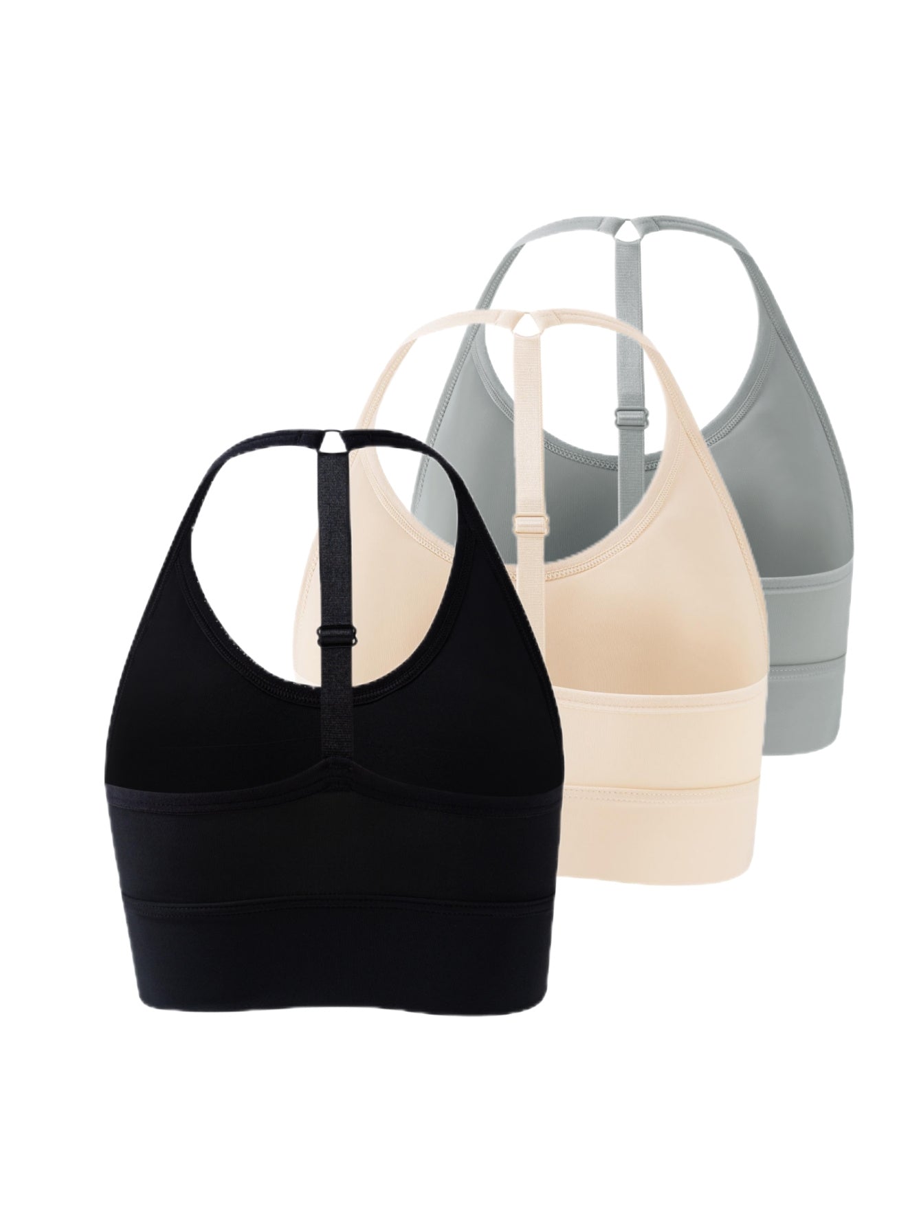 3pcs Seamless Halter Sports Bras, Comfy & Breathable Sporty Fitness Bra, Women's Lingerie & Underwear