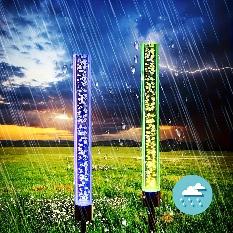Colorful Solar Reed Bubble Stick Lamp - Lighted Holiday Displays for Courtyard, Park, Lawn, and Garden - RGB Acrylic Insert Landscape Lamp with Vibrant Colors