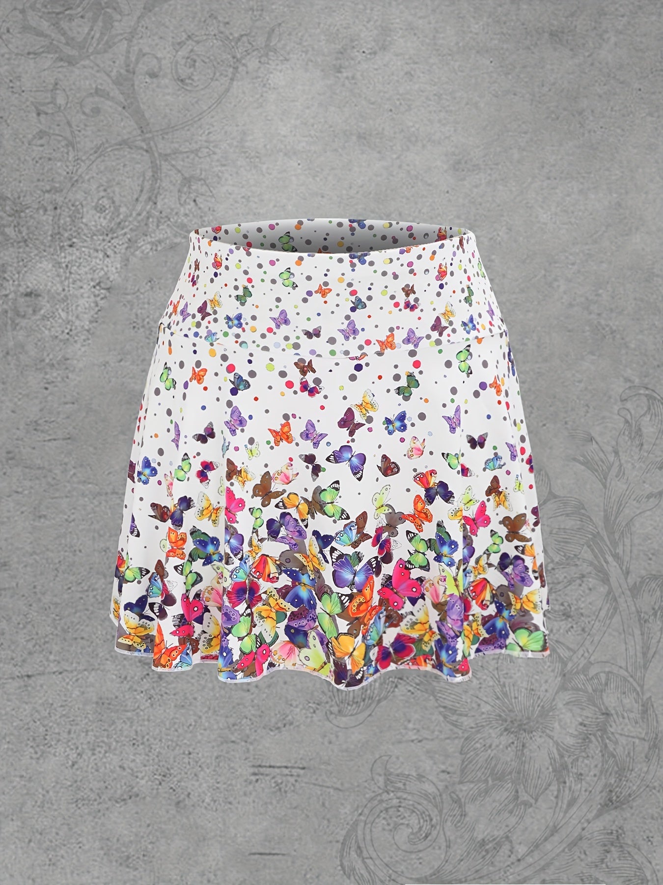Womens Quick-drying Butterfly Print Skorts - Stylish Sports Wear for Tennis, Running & Golf - Comfortable, Moisture-wicking, with Pockets & Built-in Shorts