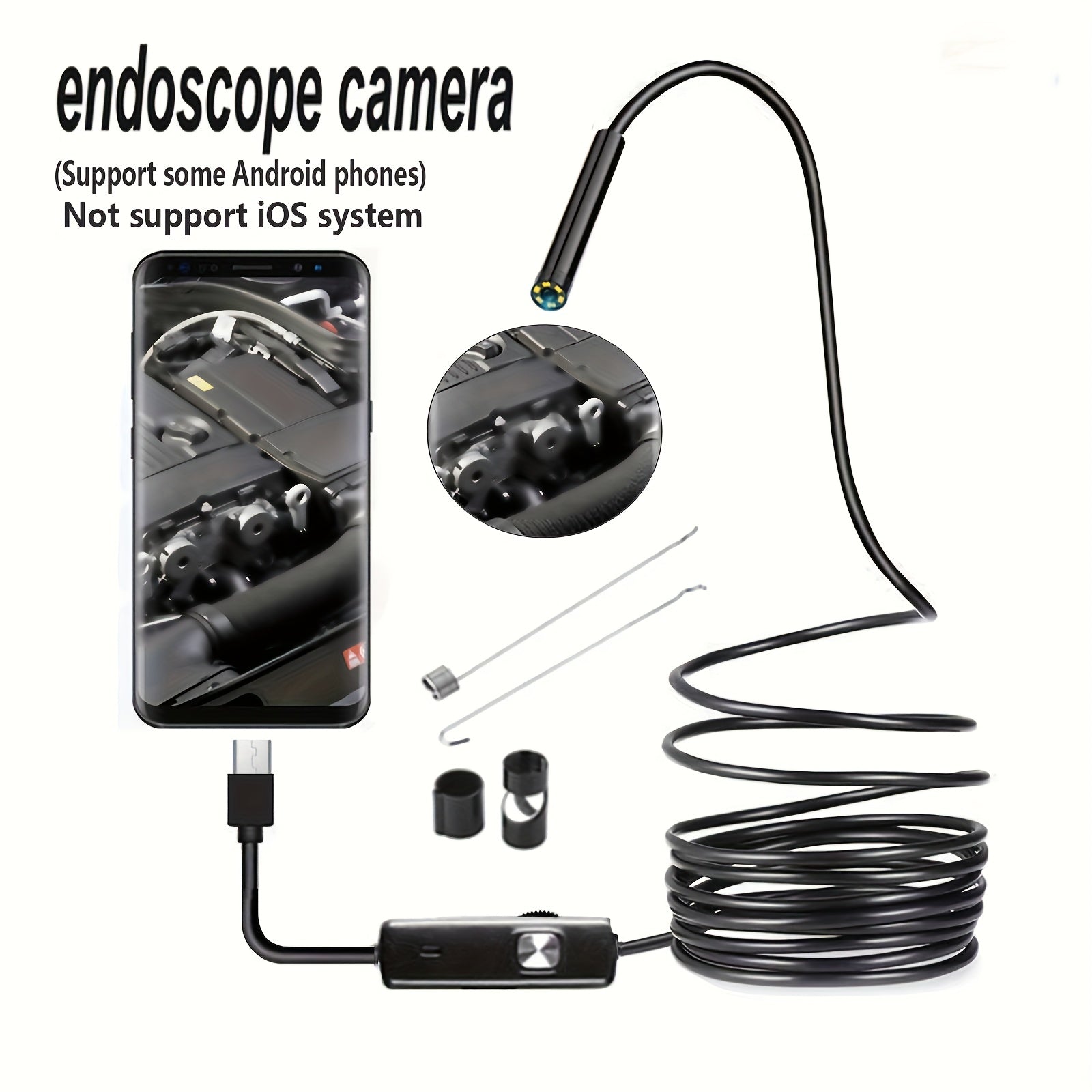 5Mm/0.196In Mini Camera Industrial Cameras Endoscope, Android Mobile Phone Camera, Pipeline Detection, Industrial, Automotive Repair, Carbon Deposition, Visual Repair, Air Conditioning 1-10M Probe