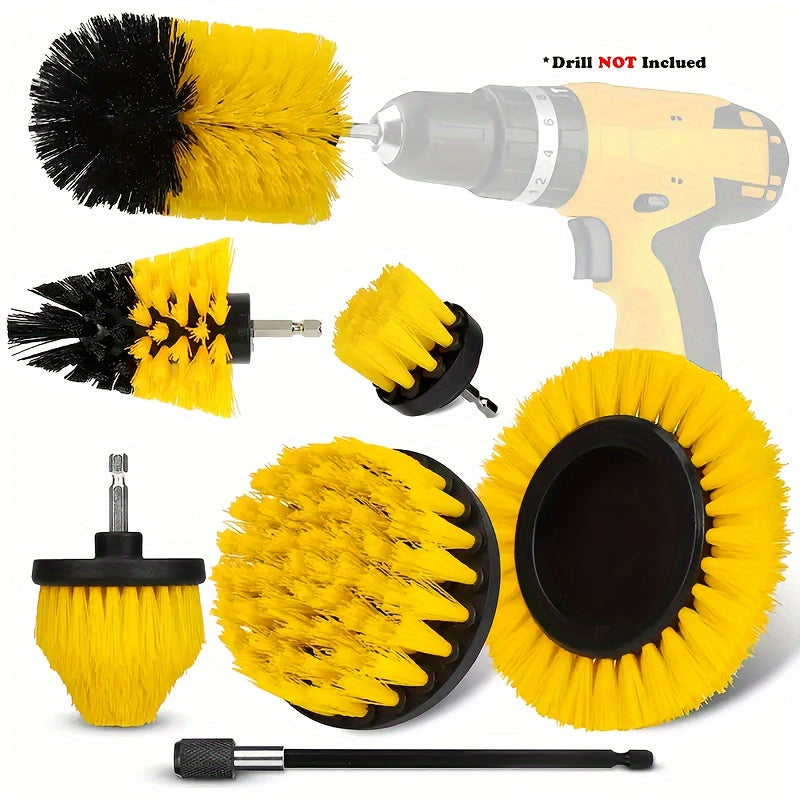 3/7pcs/set, Drill Brush Attachment Set, Power Scrubber Wash Cleaning Brushes Tool Kit, All Purpose Drill Brush With Extension For Grout Floor, Tub Shower Tile, Bathroom, Kitchen Surface And Car