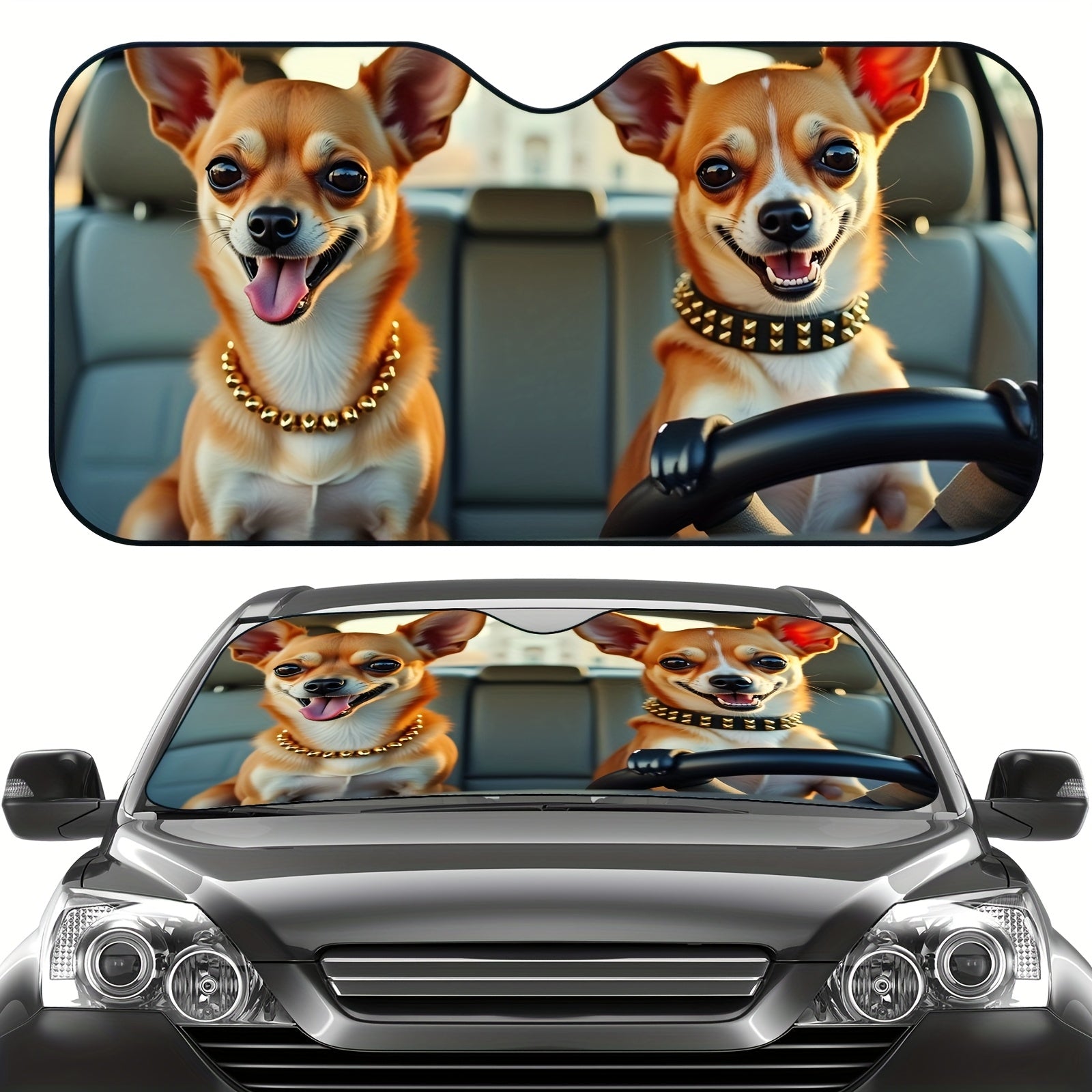 Sun Protection, 1pc Funny Theme Windshield Sunshade for Car, Foldable, Easy to Install, Universal, UV Protection And Heat Dissipation, Automotive-Interior Accessories, A Gift for My Father