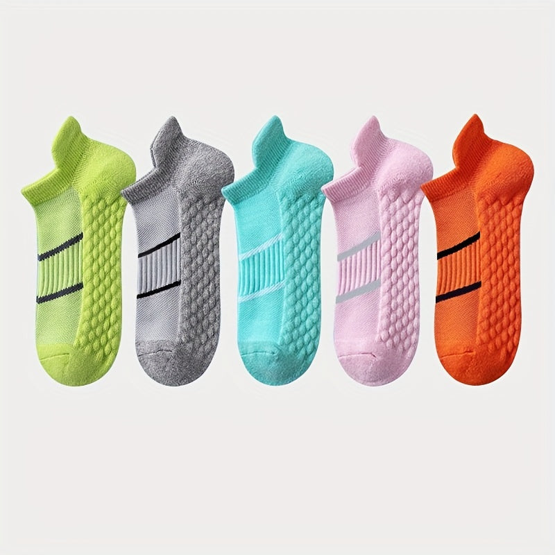 5 Pairs of Thin Mesh Men's Professional Sports Socks, Breathable Sweat-absorbing Anti-odor with Ear Lifting Heel Guard