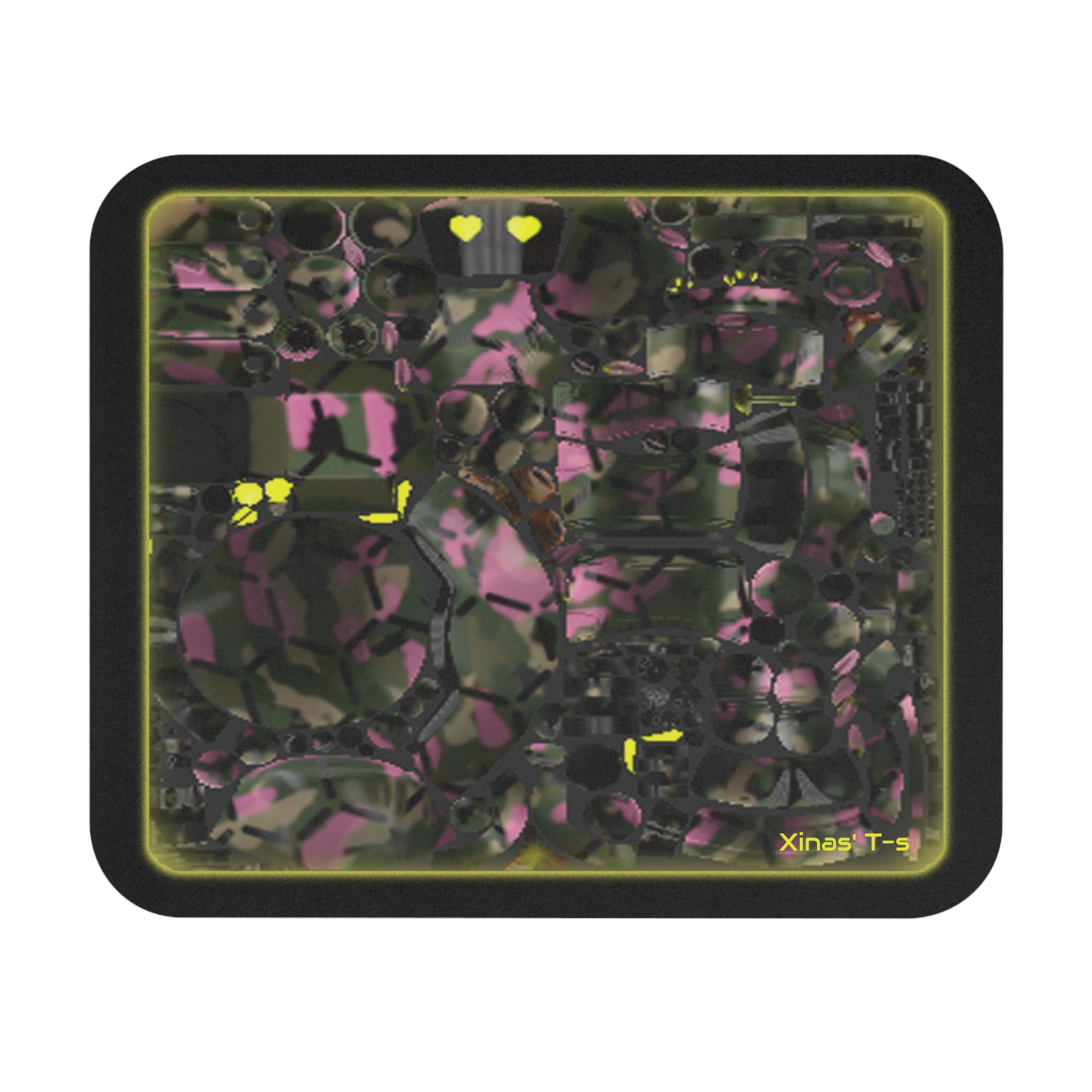 Robot Gurl Texture Map Yellow Glow Mouse Pad — Gaming Desk Mat