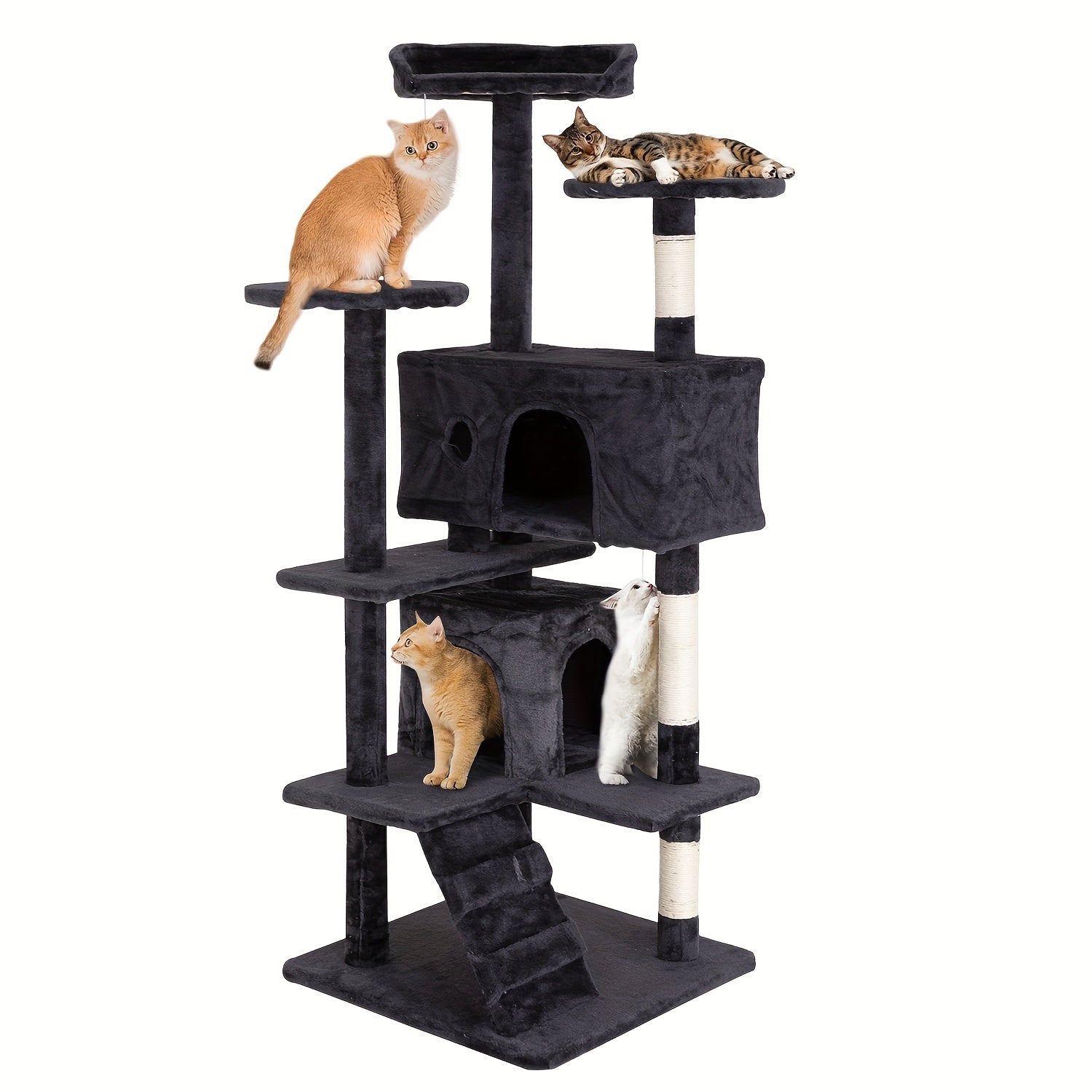 DOPINMIN 54in Cat Tree Tower For Indoor Cats, Multi-Level Furniture Activity Center With Scratching Posts Stand House Condo Funny Toys Kittens Pet Play House, Dark Gray