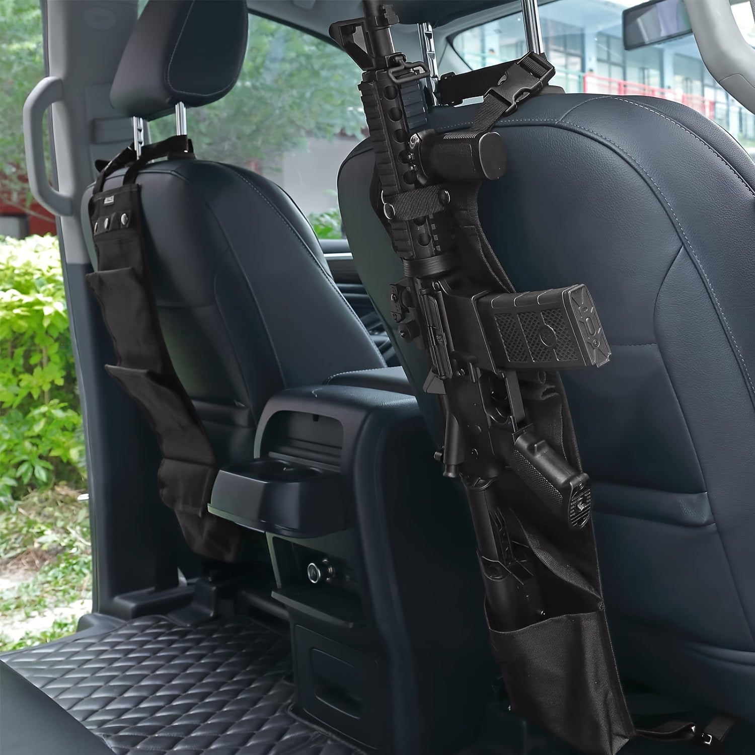 2PCS Automotive Gun Racks, Truck Gun Rack For Hunting Accessories, Gun Holder For Truck With Storage Pockets