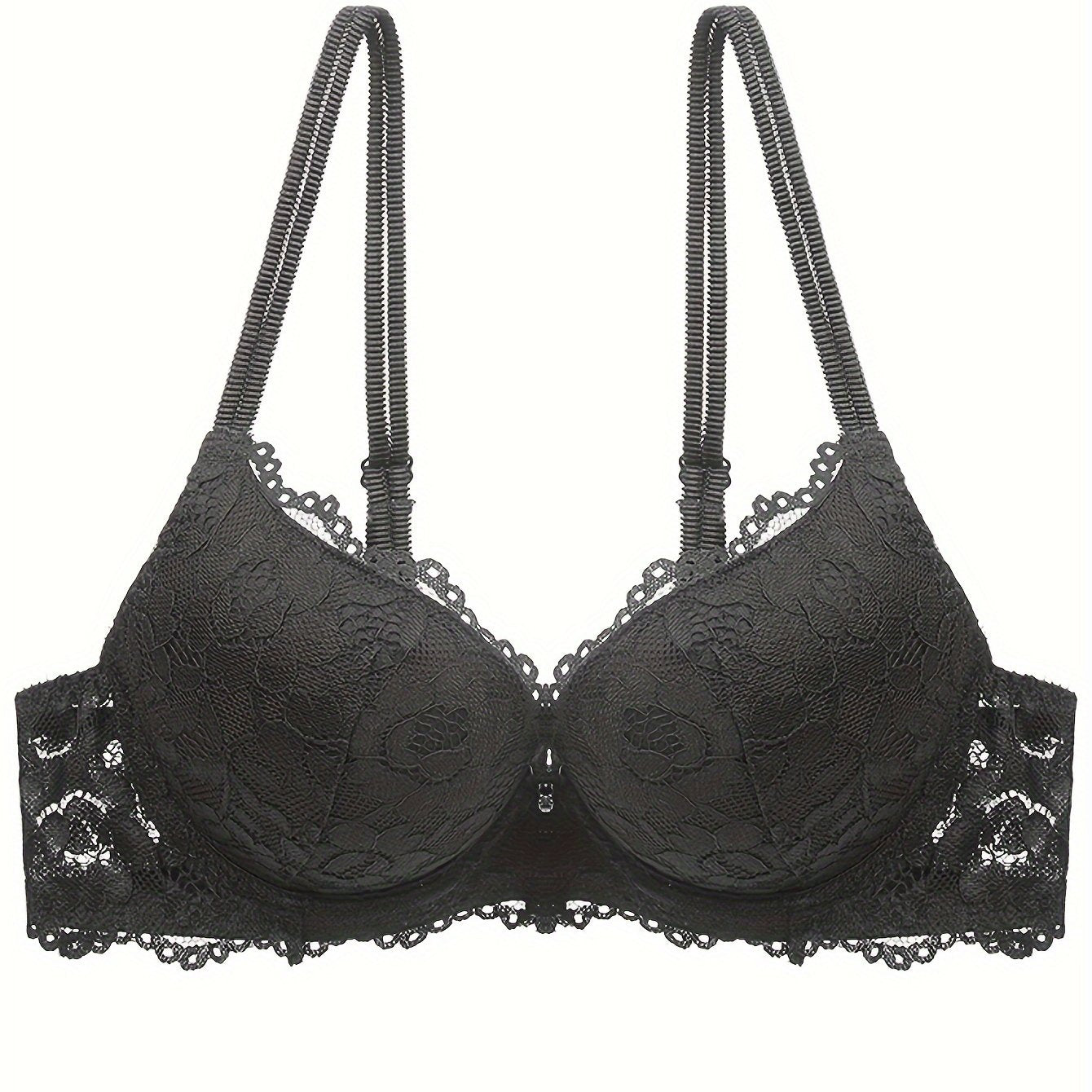 Lace Full Cup Bra | Medium Support, Underwire, Non-Removable Padding, Solid Color
