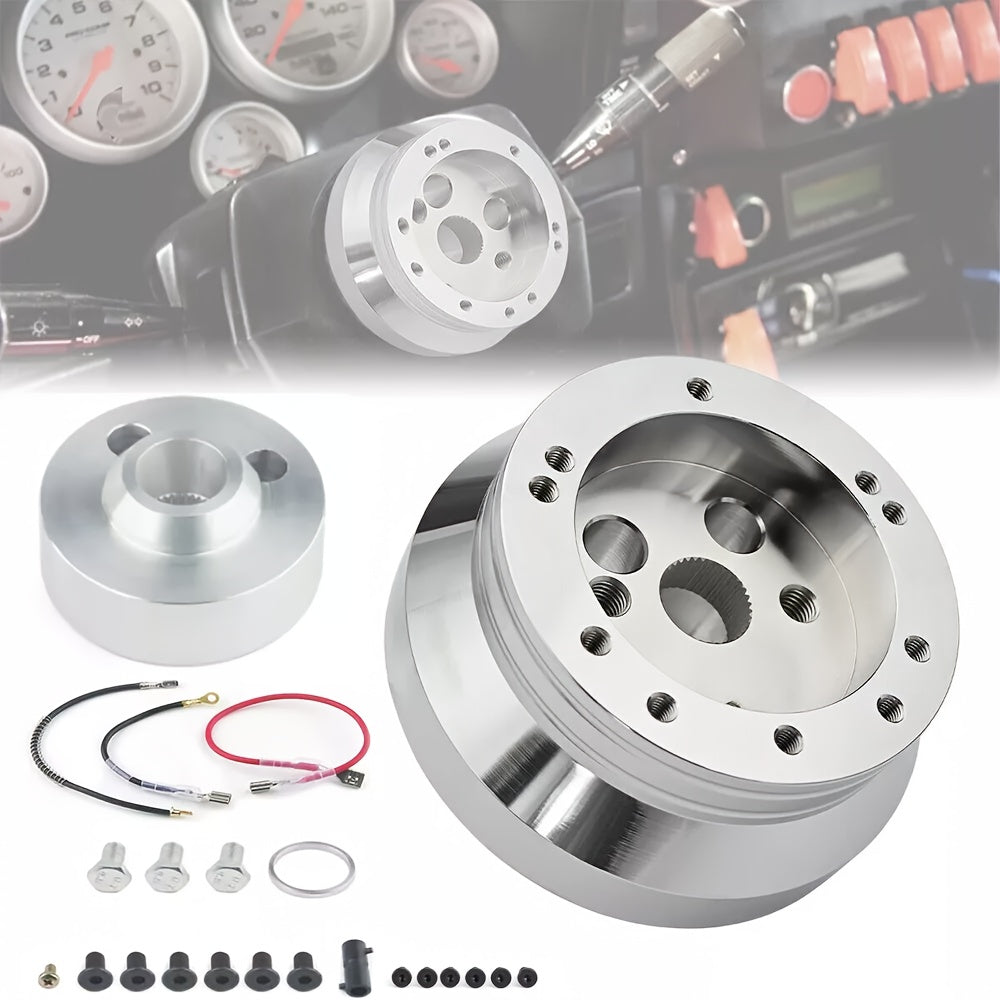 Hole Vintage Steering Wheel Universal 5/6 Hole Steering Wheel Hub AdapterUniversal Fit for Auto Repair, Personal DIY, for Cars, Automotive Accessories, Steering Wheel, Quick Release (Silvery)