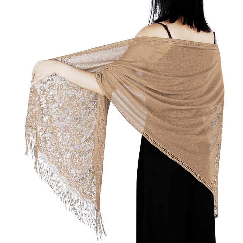 Solid Shawls Wraps For Evening Dresses Lightweight Scarfs For Women With Fringe Floral Lace Scarf For Wedding Party