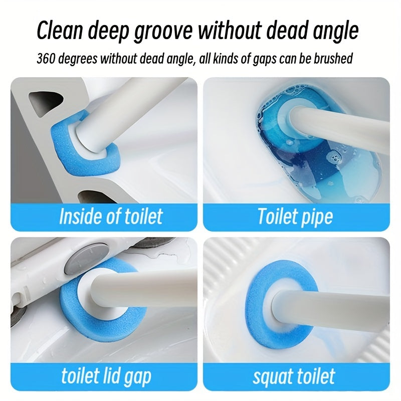 1 Set With 24 Brush Heads, Or Separately Equipped With 32 Brush Heads And 4 Aromatherapy Sticks, Disposable Sponge Brush Heads With Cleaning Solution, Plastic Toilet Brush, Toilet Brush Holder Set, Automatic Opening And Closi