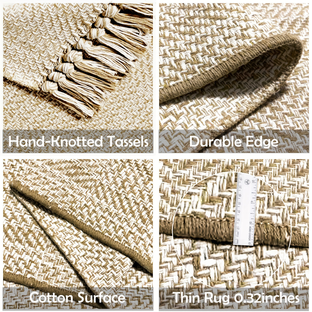 Washable Runner Rug 2x6 Ft Woven Runners For Hallways Farmhouse Kitchen Rug Natural Brown Braided Entryway Runner Rugs Floor Carpet Runners For Indoor Foyer Bedroom Laundry