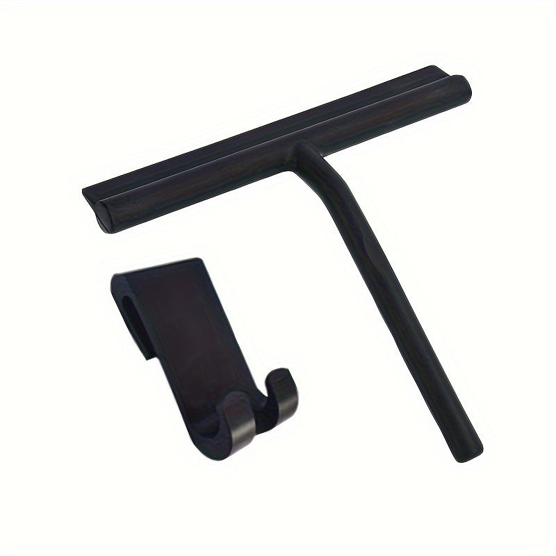 1pc Heavy-Duty Handheld Shower Squeegee - 8.27" Silicone Blade for Streak-Free Cleaning, Ideal for Windows, Glass Doors & Car Windshields, with Convenient Suction Hook, Durable & Non-Slip, Black