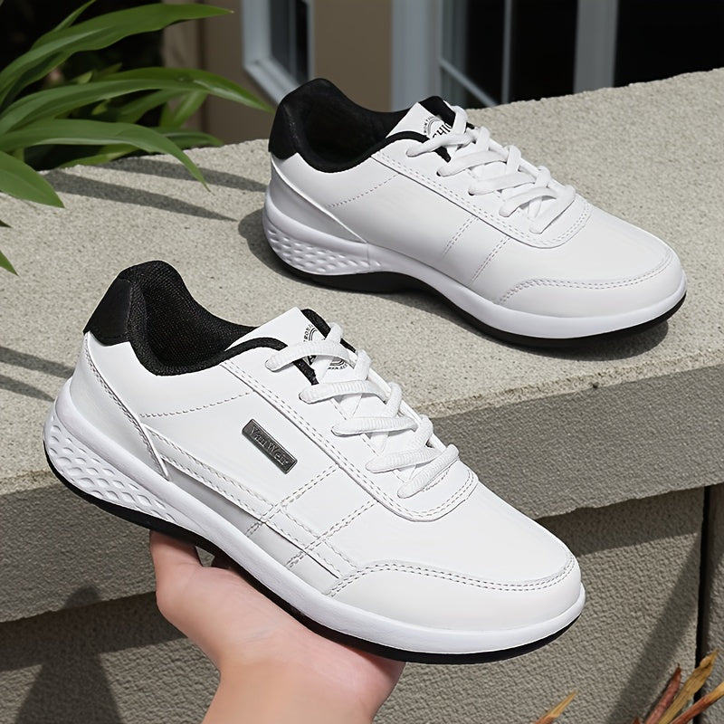 VanWeir Lightweight Men'S Shoes - Navy Blue & White, Stable Lace-Up Sneakers with MD/TPR Sole, Breathable Fabric Lining for Outdoor Sports, Hiking & Casual Wear